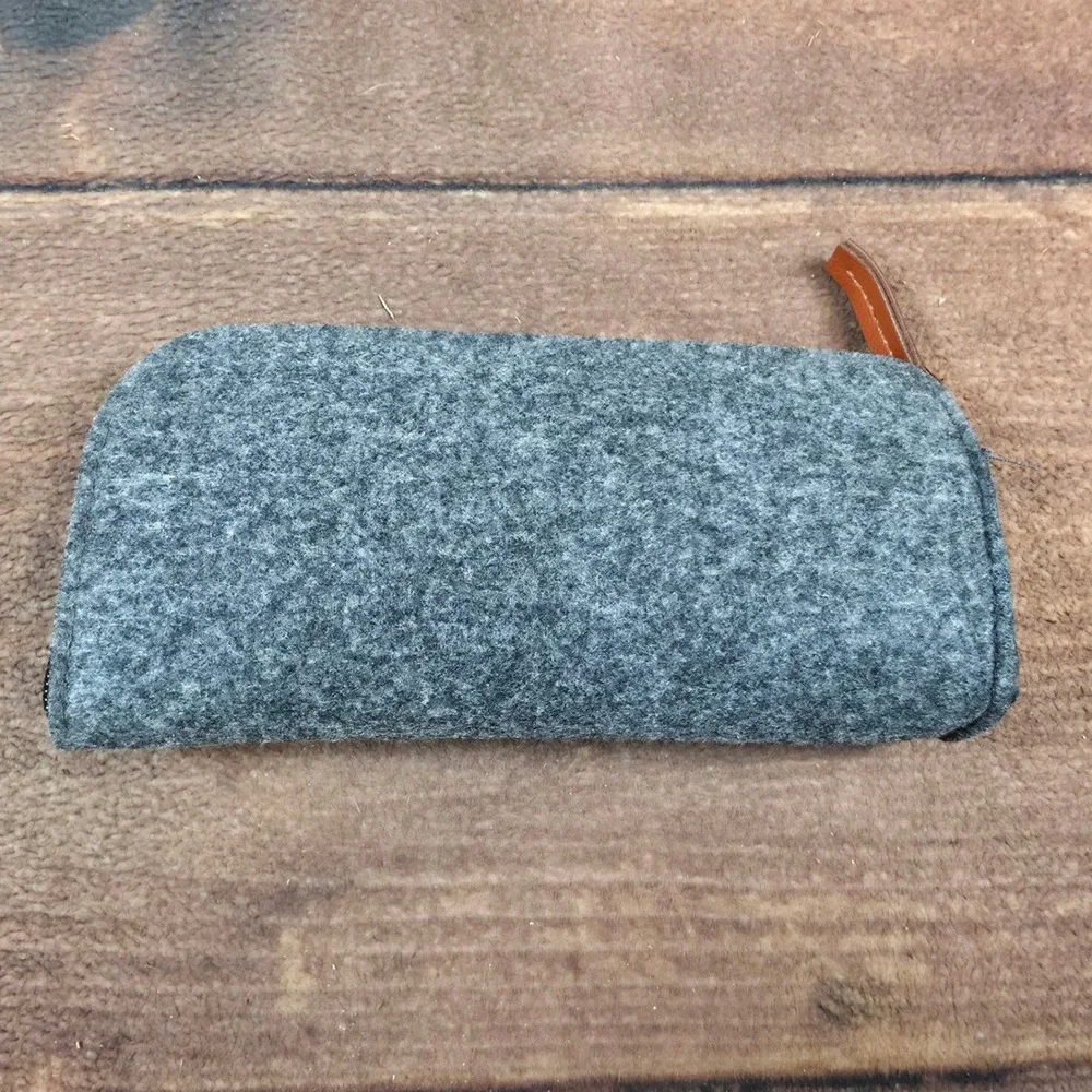 NicPro Pencil Case Pouch Gray Excellent Felt Zippered Organizer Accessory Bag